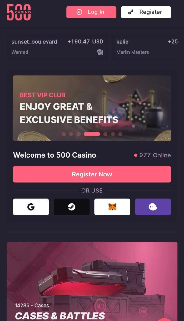 500 casino Gameplay